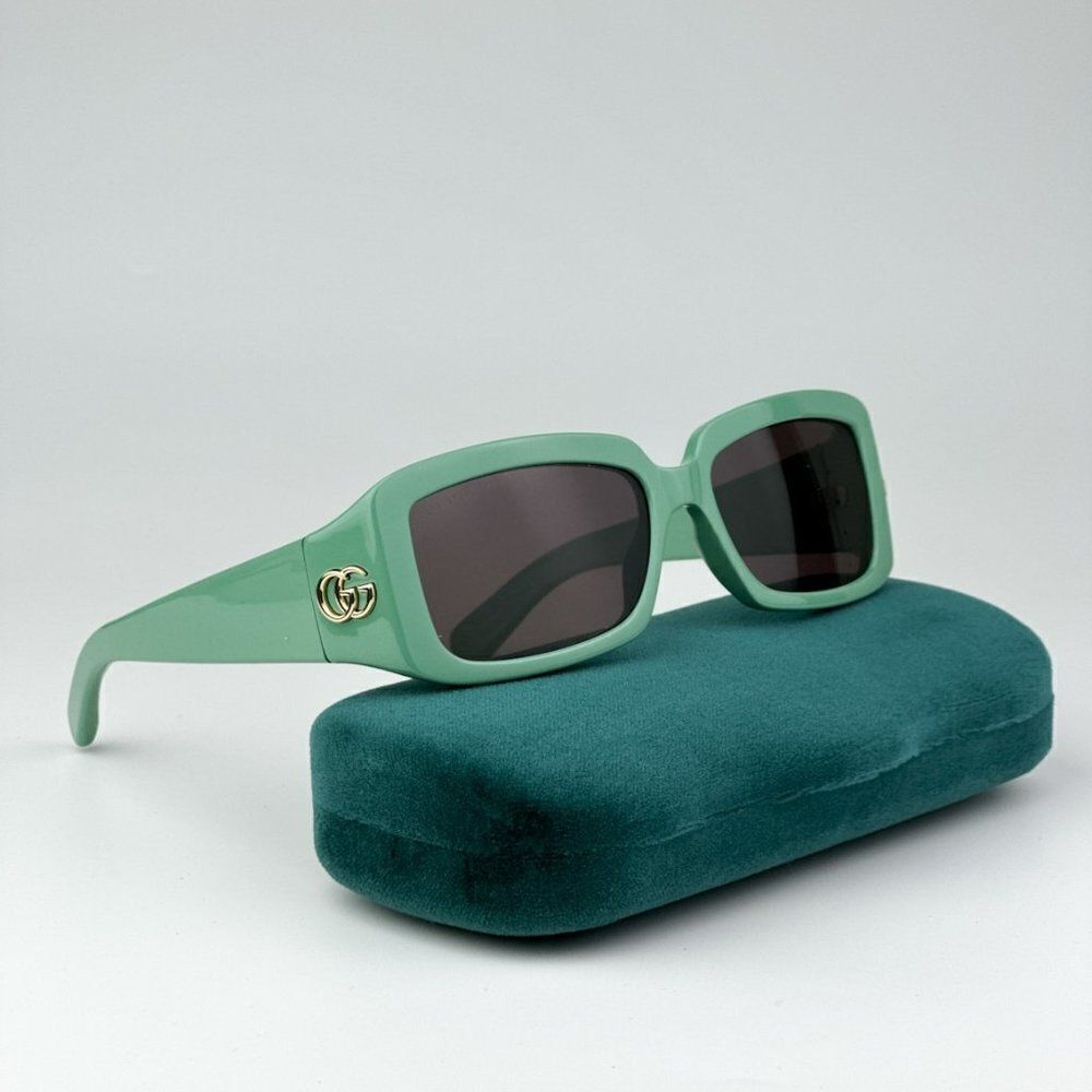 NEW Gucci GG1403S 004 Sage Green Gray Unisex Rectangle Sunglasses GG 1403S - Picture 2 of 11